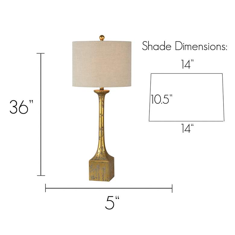 Image 4 Forty West Leland 36" High Distressed Gold Buffet Table Lamps Set of 2 more views