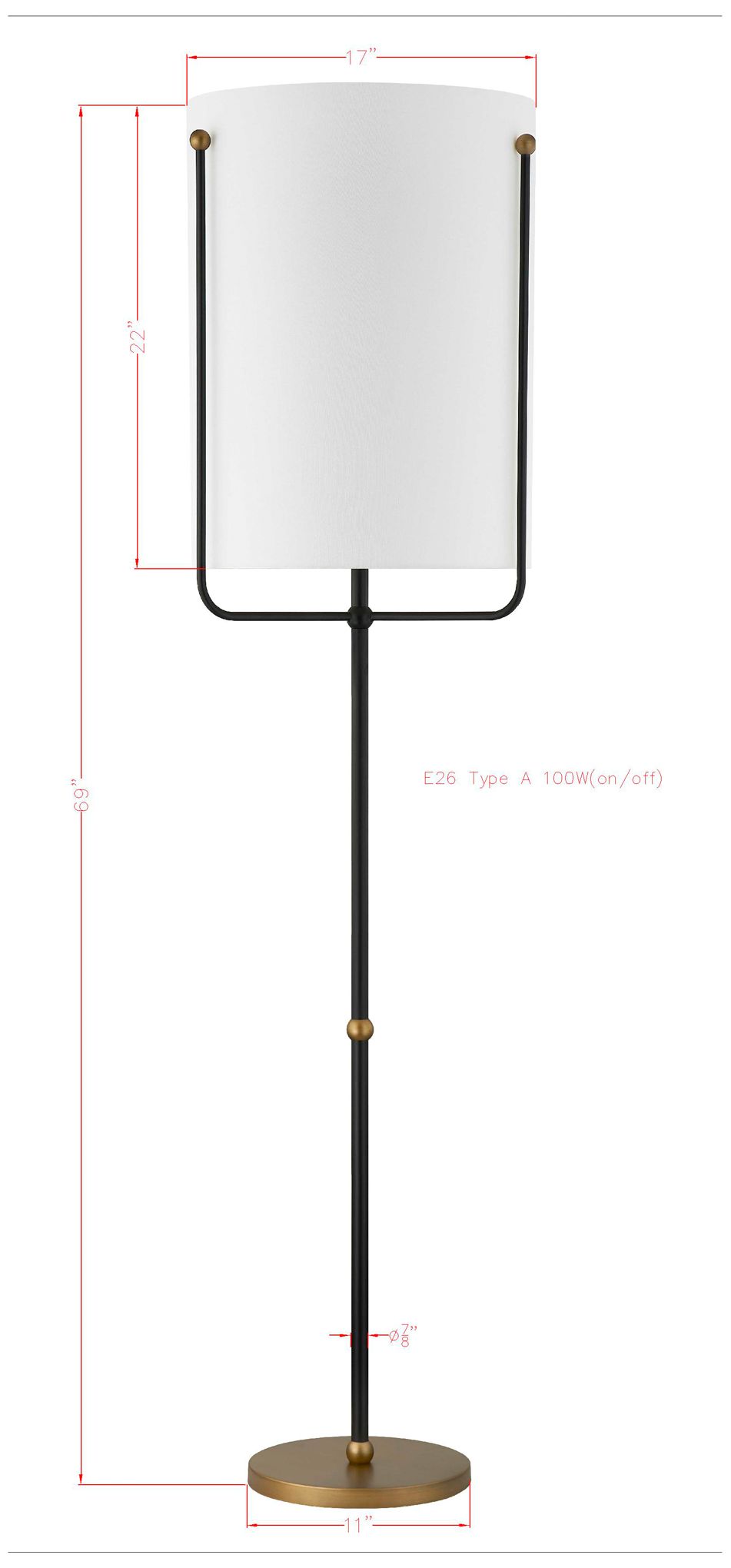 Image 3 Forty West Lennon 67" Metal Floor Lamp more views