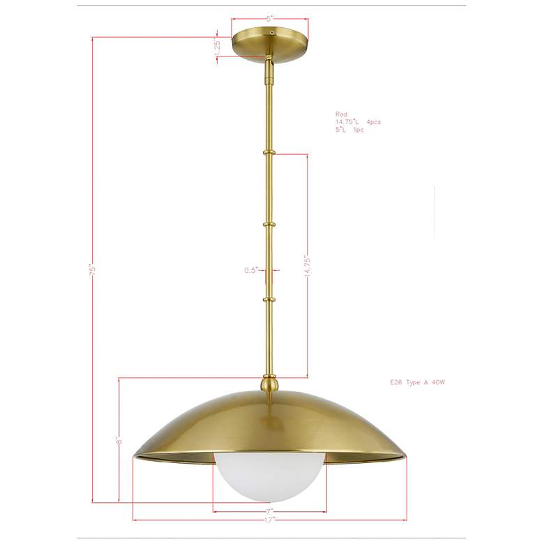 Image 3 Forty West Lilah 17x8" Metal Pendant more views