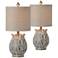 Forty West Linda Distressed Gray Accent Table Lamps Set of 2