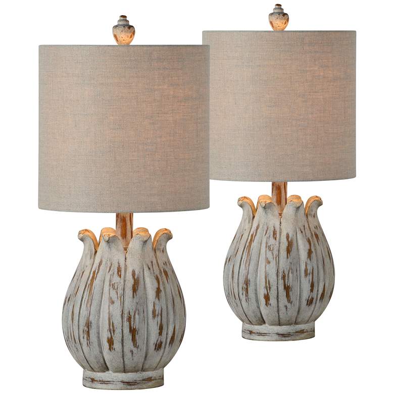 Image 1 Forty West Linda Distressed Gray Accent Table Lamps Set of 2