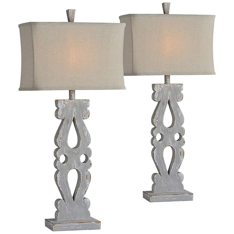 Image 1 Forty West Lorelei Distressed Gray Table Lamps Set of 2