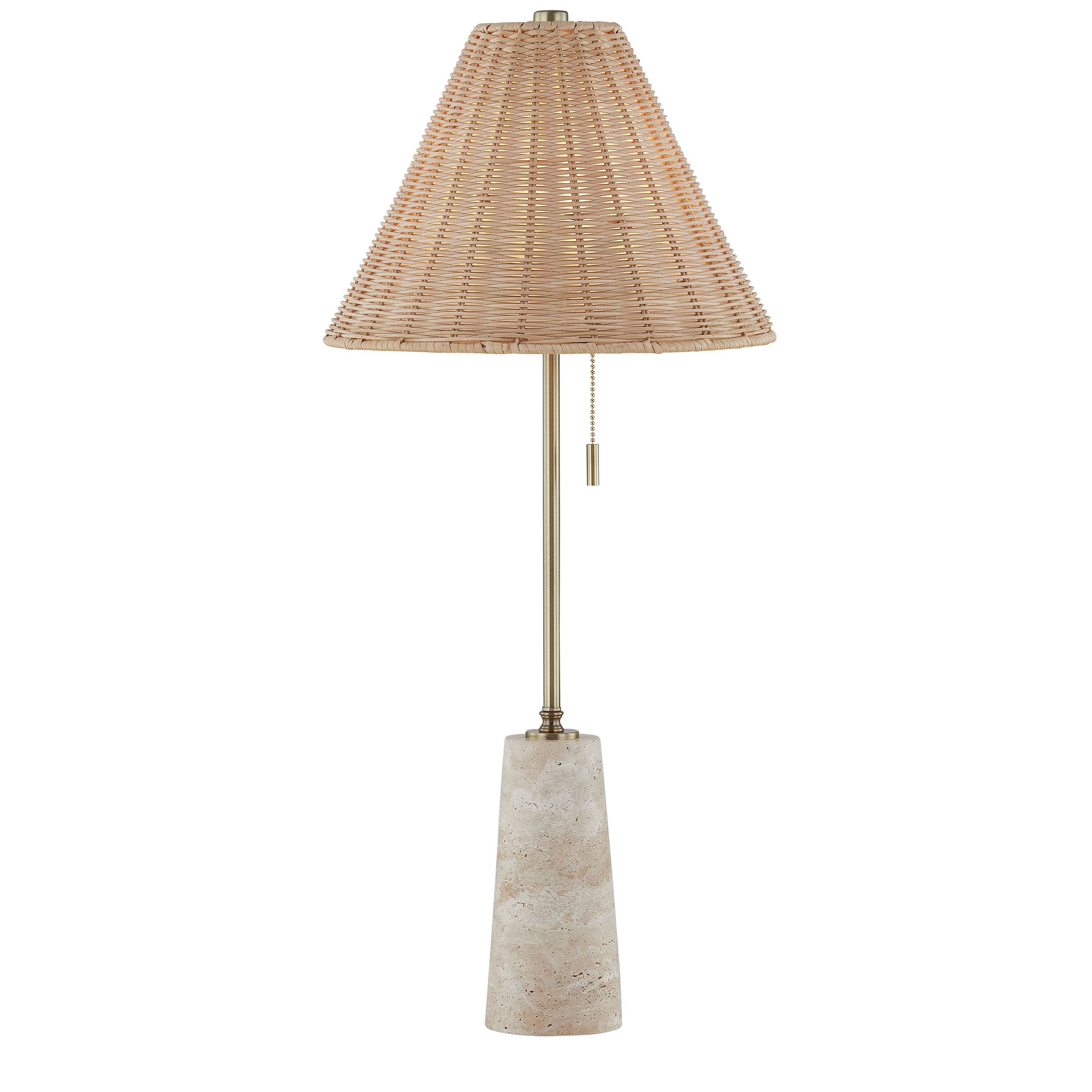 Image 2 Forty West Lorraine 29" Travertine Buffet Lamp with Rattan Shade more views