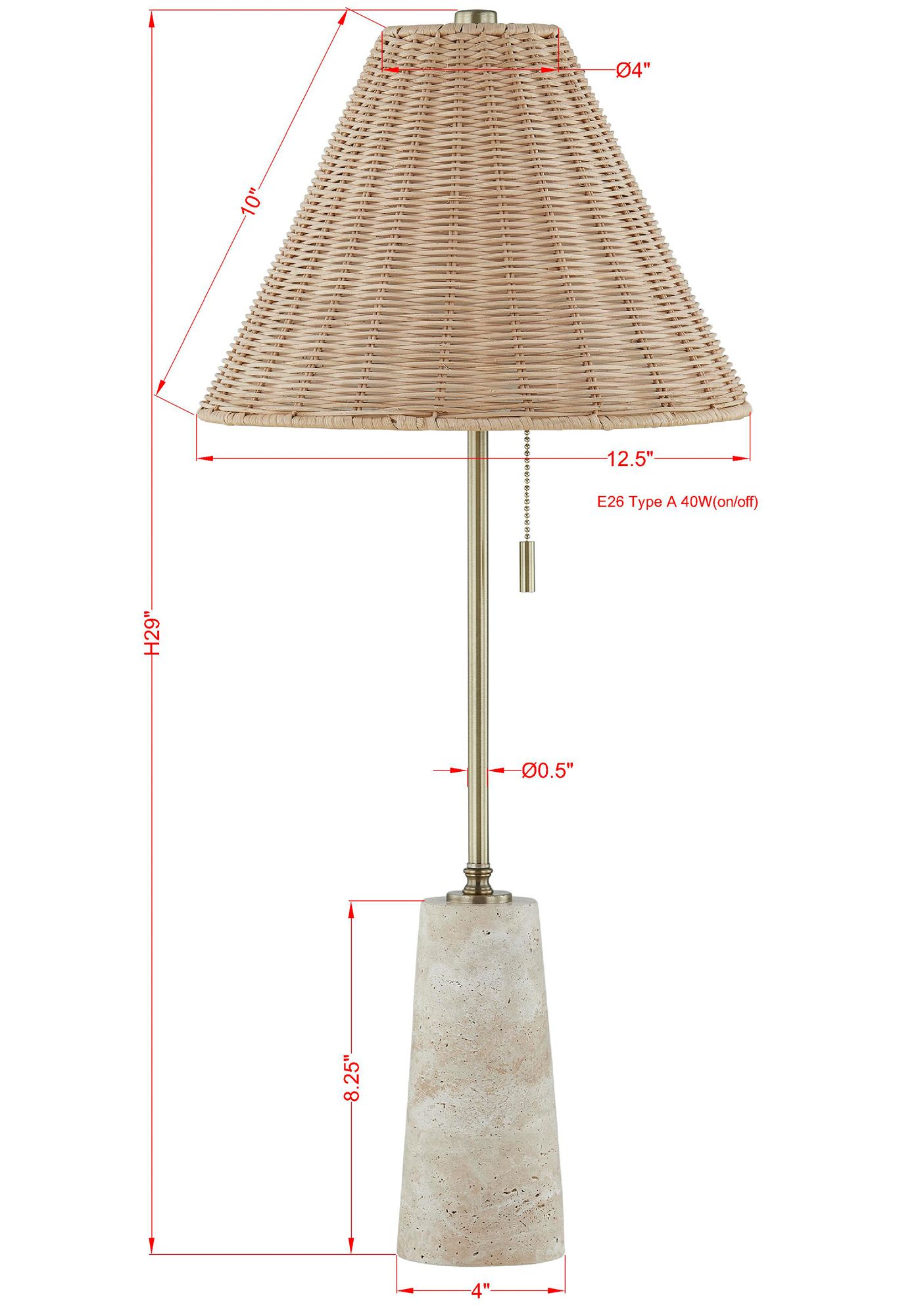 Image 3 Forty West Lorraine 29" Travertine Buffet Lamp with Rattan Shade more views