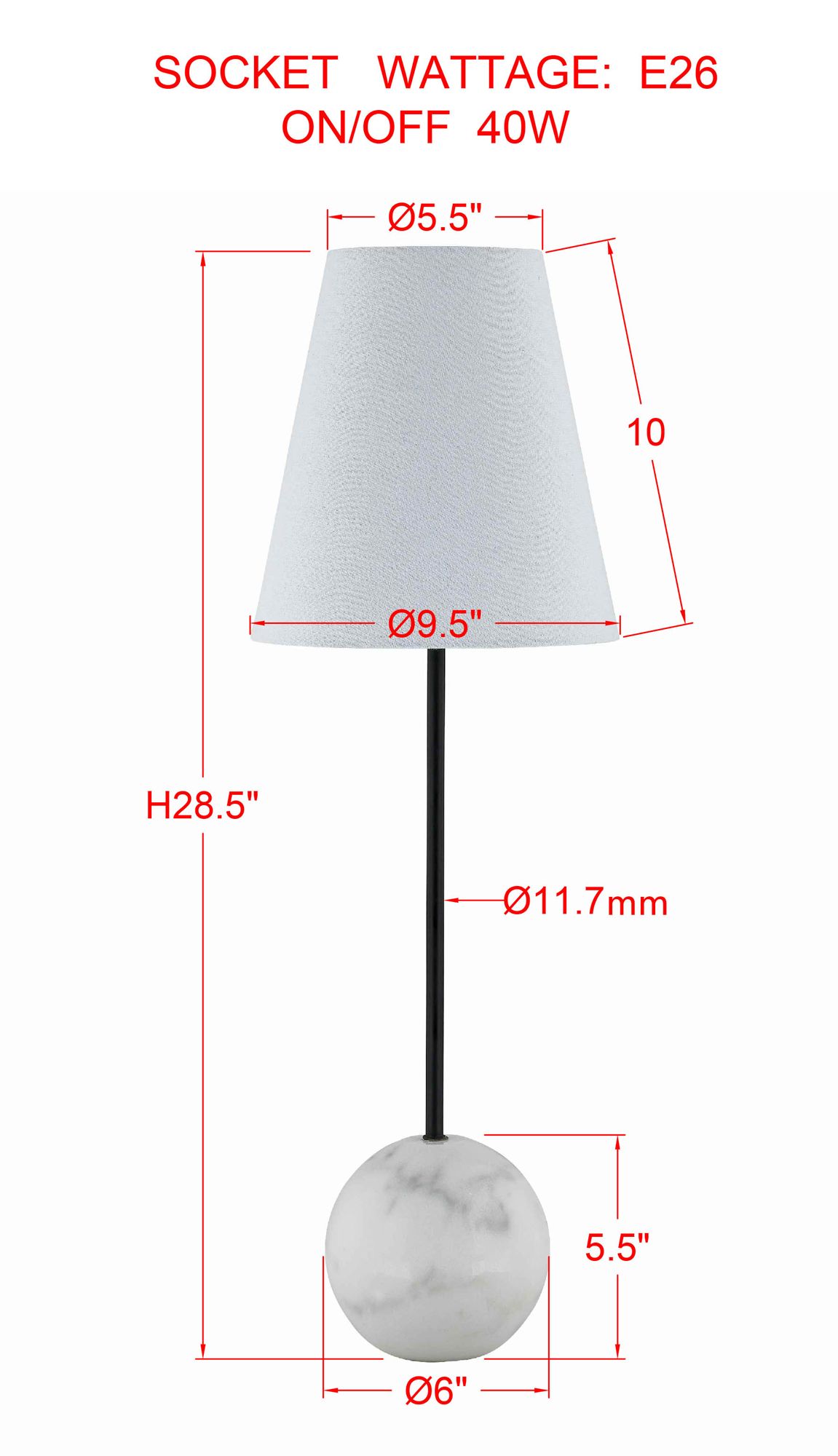 Image 3 Forty West Lou 28.5" Marble + Metal Buffet Lamp more views