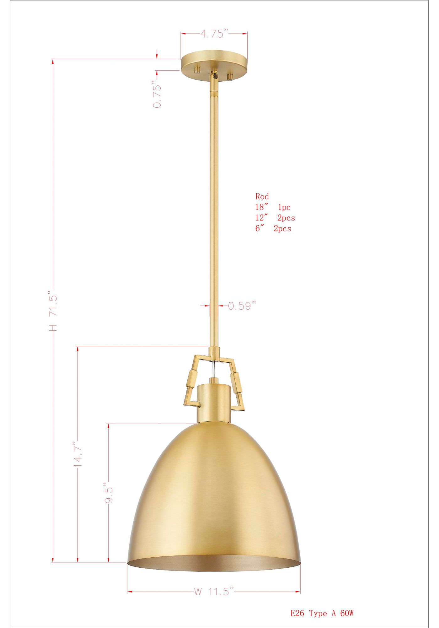 Image 3 Forty West Lucy 11.5x14.7" Metal Pendant more views