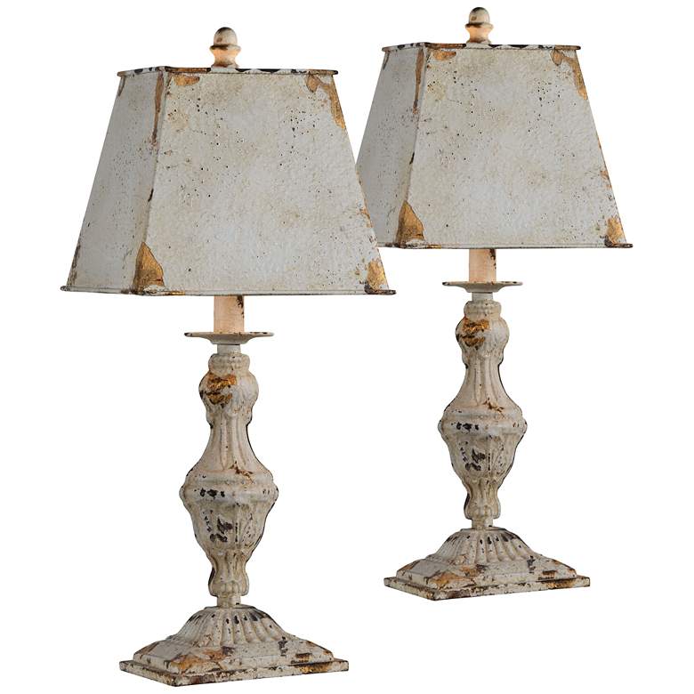 Image 1 Forty West Lynn Antique White Accent Table Lamps Set of 2