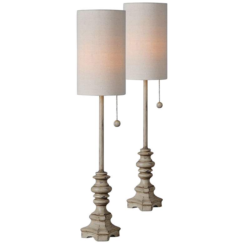 Image 1 Forty West Mabry 28" High Cream Buffet Table Lamps Set of 2
