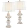 2_Forty West Mara 30" High Distressed Tan Whitewash Table Lamps Set of 2