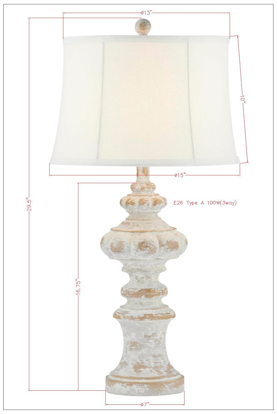 Image 7 Forty West Mara 30" High Distressed Tan Whitewash Table Lamps Set of 2 more views