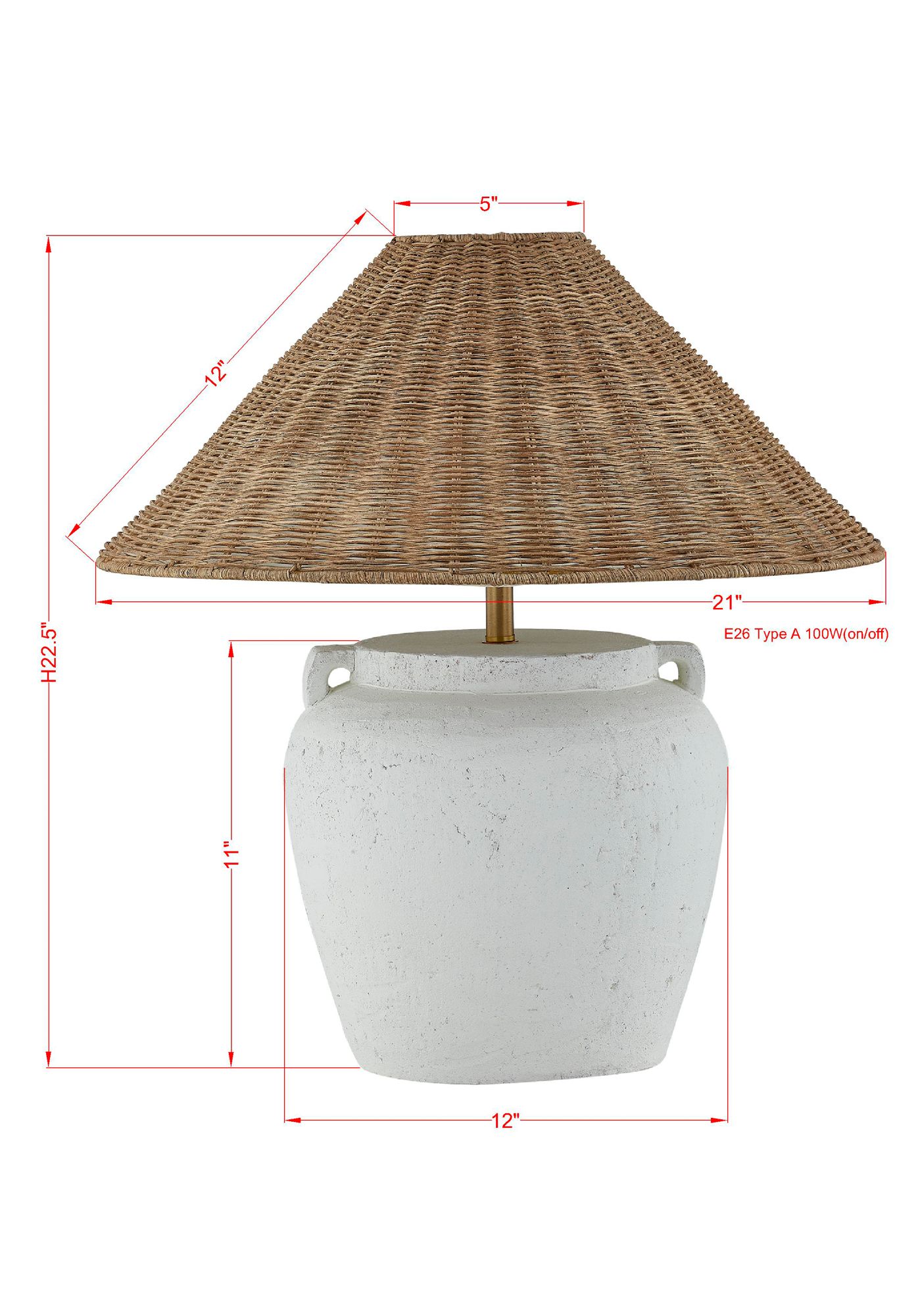 Image 3 Forty West Marietta 22.5" Table Lamp with Rattan Shade, White more views