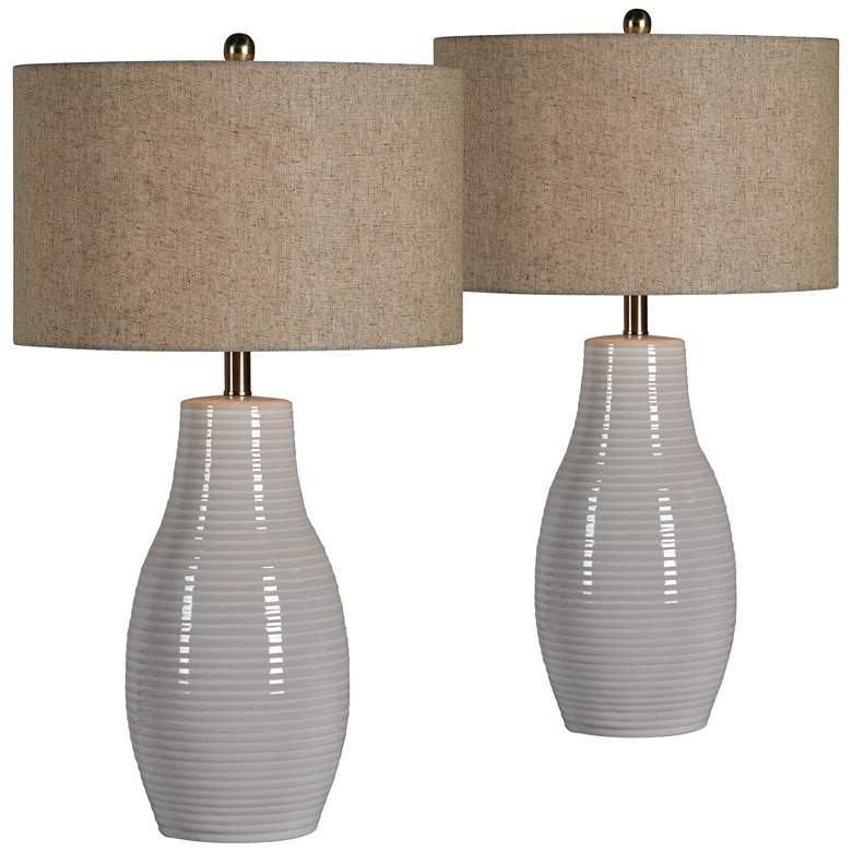Image 1 Forty West Marlo Glazed White Table Lamps Set of 2