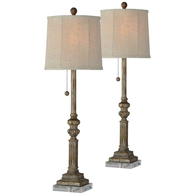 Image 1 Forty West Marshall Worn Wood Buffet Table Lamps Set of 2