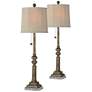 Forty West Marshall Worn Wood Buffet Table Lamps Set of 2