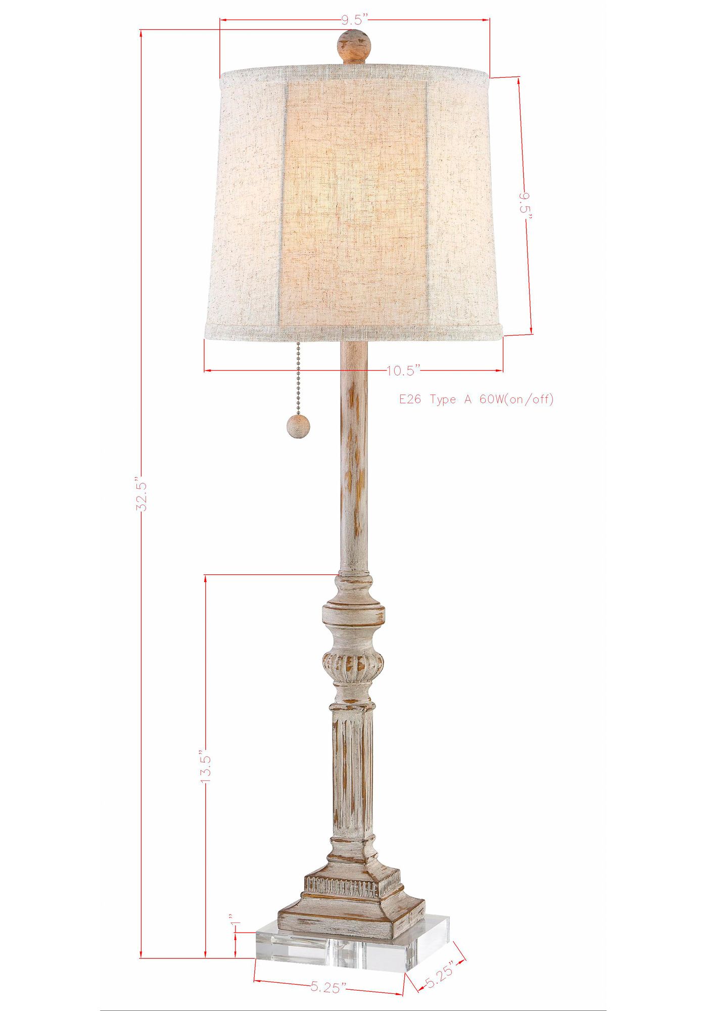 Image 6 Forty West Marshall Worn Wood Buffet Table Lamps Set of 2 more views