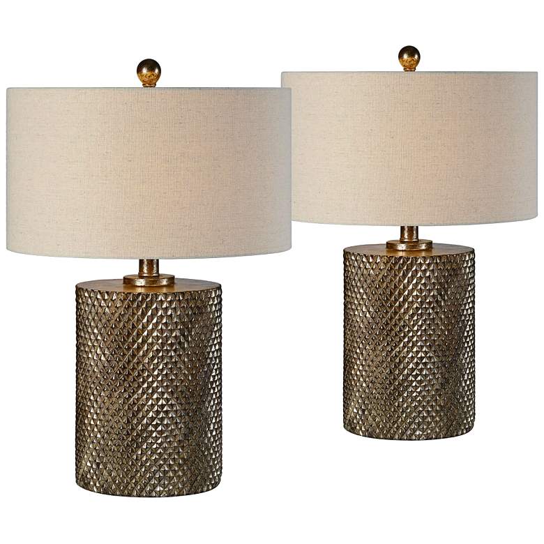 Image 1 Forty West Maverick 25" Bronze and Silver Table Lamps Set of 2