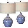 Forty West McKenzie 24" High Blue Ceramic Table Lamps Set of 2