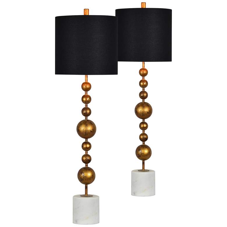 Image 2 Forty West Meredith 41 inch Distressed Gold Ball Buffet Lamps Set of 2