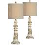 Forty West Merle Distressed White Table Lamps Set of 2