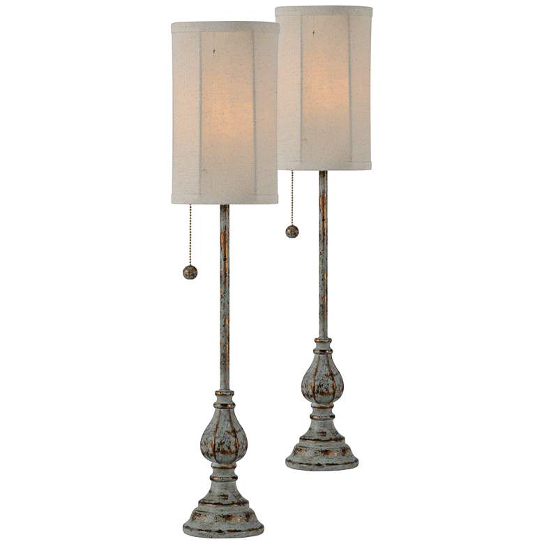 Image 1 Forty West Millie Blue and Gold Buffet Table Lamps Set of 2
