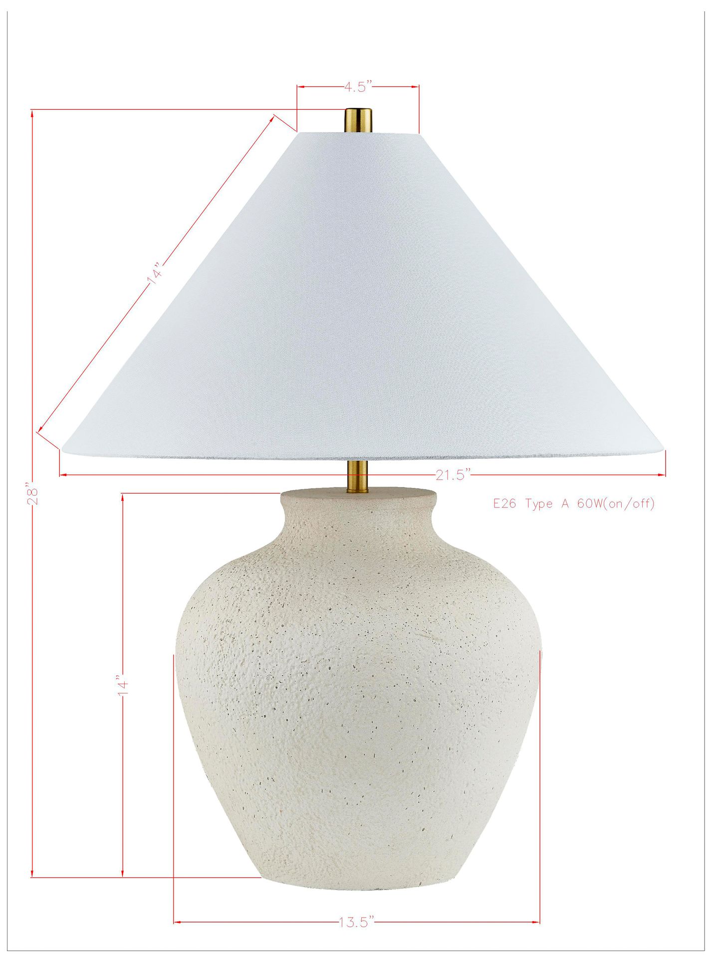 Image 3 Forty West Monroe 28" Textured Urn Table Lamp more views