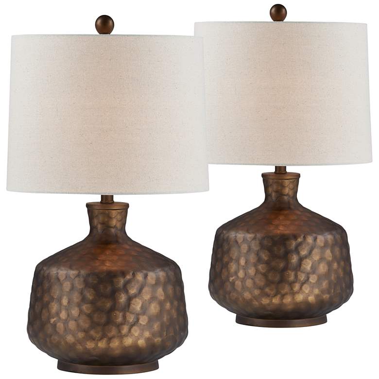 Image 2 Forty West Muir 28" Bronze Hammered Table Lamps Set of 2