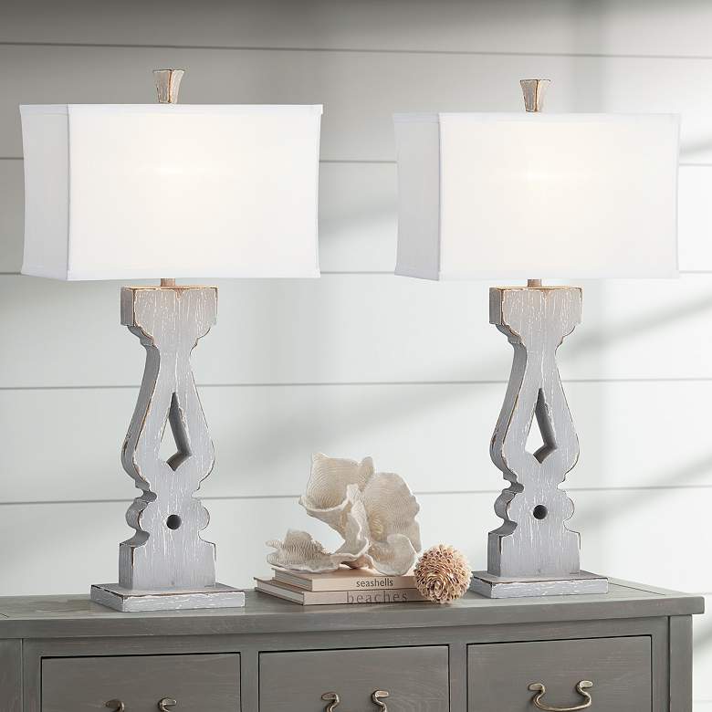 Image 1 Forty West Nadine 29" High Weathered Gray Table Lamps Set of 2