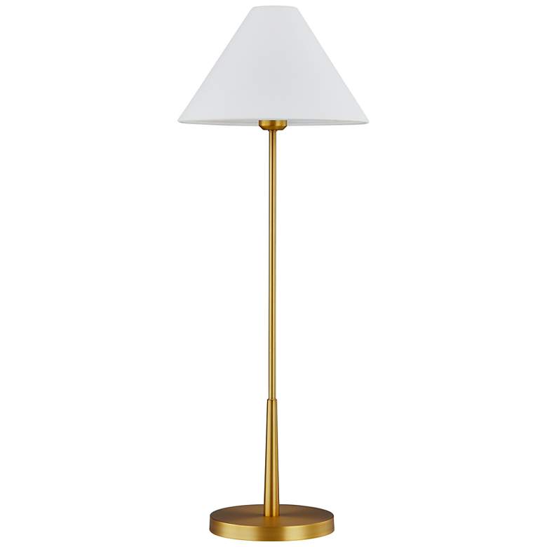 Image 2 Forty West Nellie 32" High White Linen and Gold Buffet Table Lamp more views