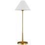 2_Forty West Nellie 32" High White Linen and Gold Buffet Table Lamp more views