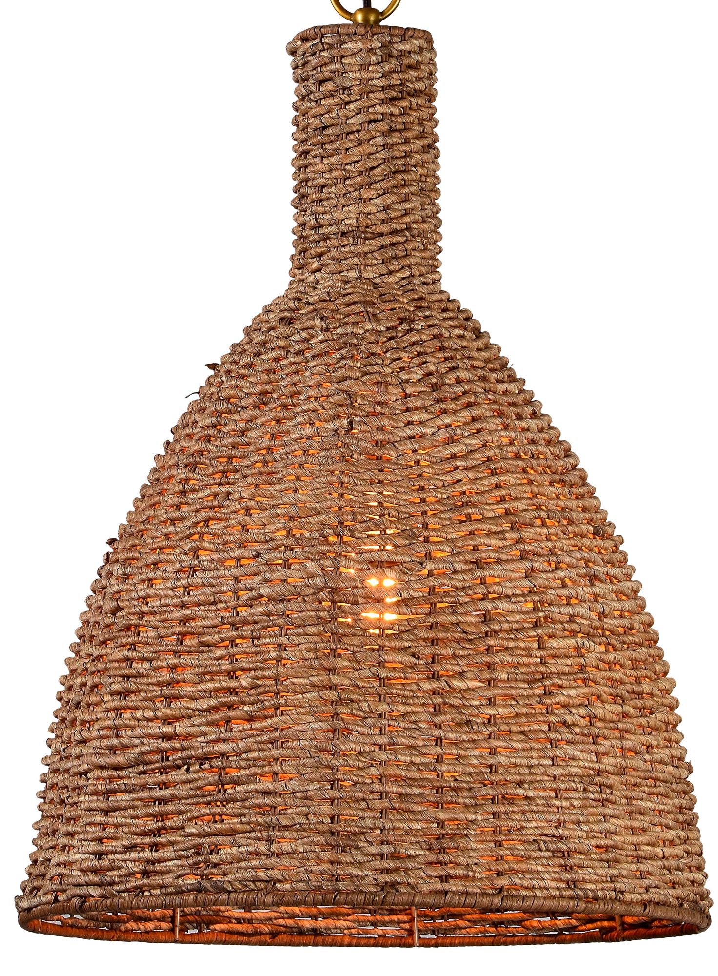 Image 2 Forty West Nevis 18x26.5" Rattan and Metal Pendant more views