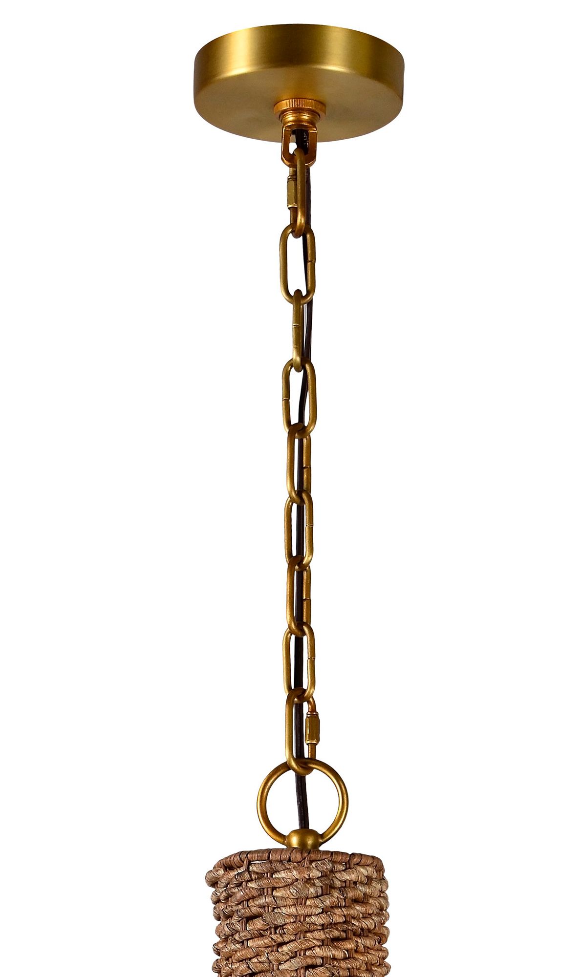 Image 4 Forty West Nevis 18x26.5" Rattan and Metal Pendant more views