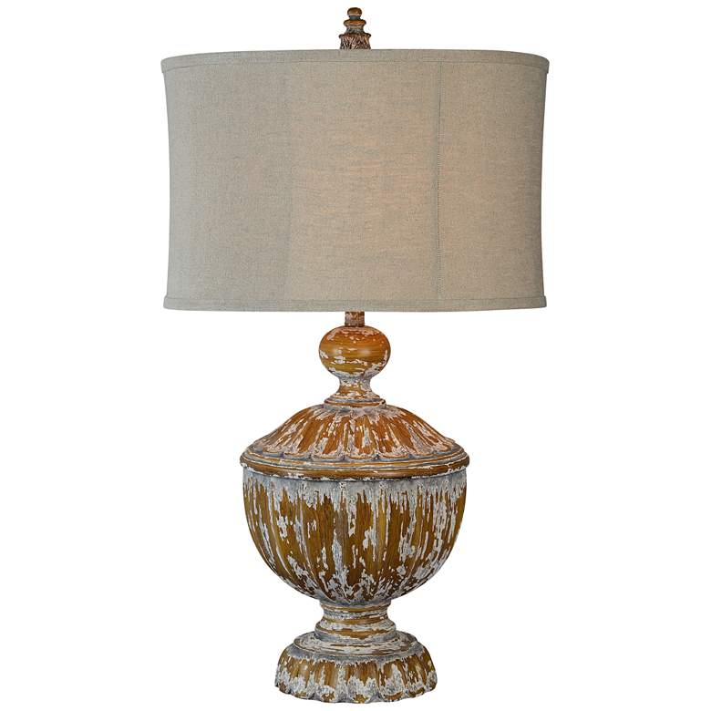 Image 1 Forty West Nicole Natural Wood-Look Rustic Distressed Table Lamp