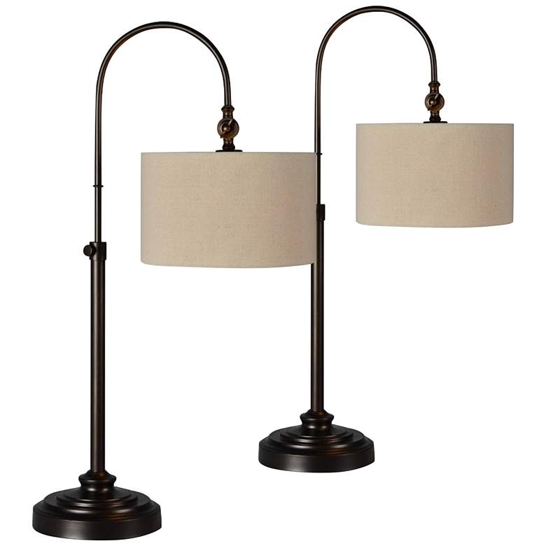 Image 1 Forty West Nixon Adjustable Height Bronze Metal Desk Lamps Set of 2