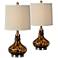 Forty West Noelle Tortoise Glass Table Lamps Set of 2
