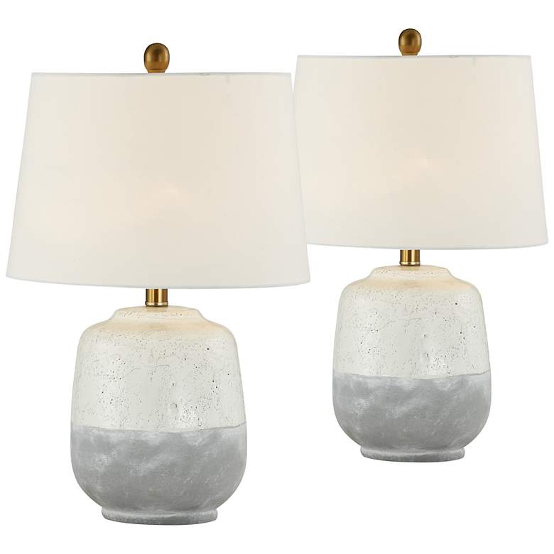 Image 1 Forty West Nova 22" White Gray Ceramic Accent Table Lamps Set of 2