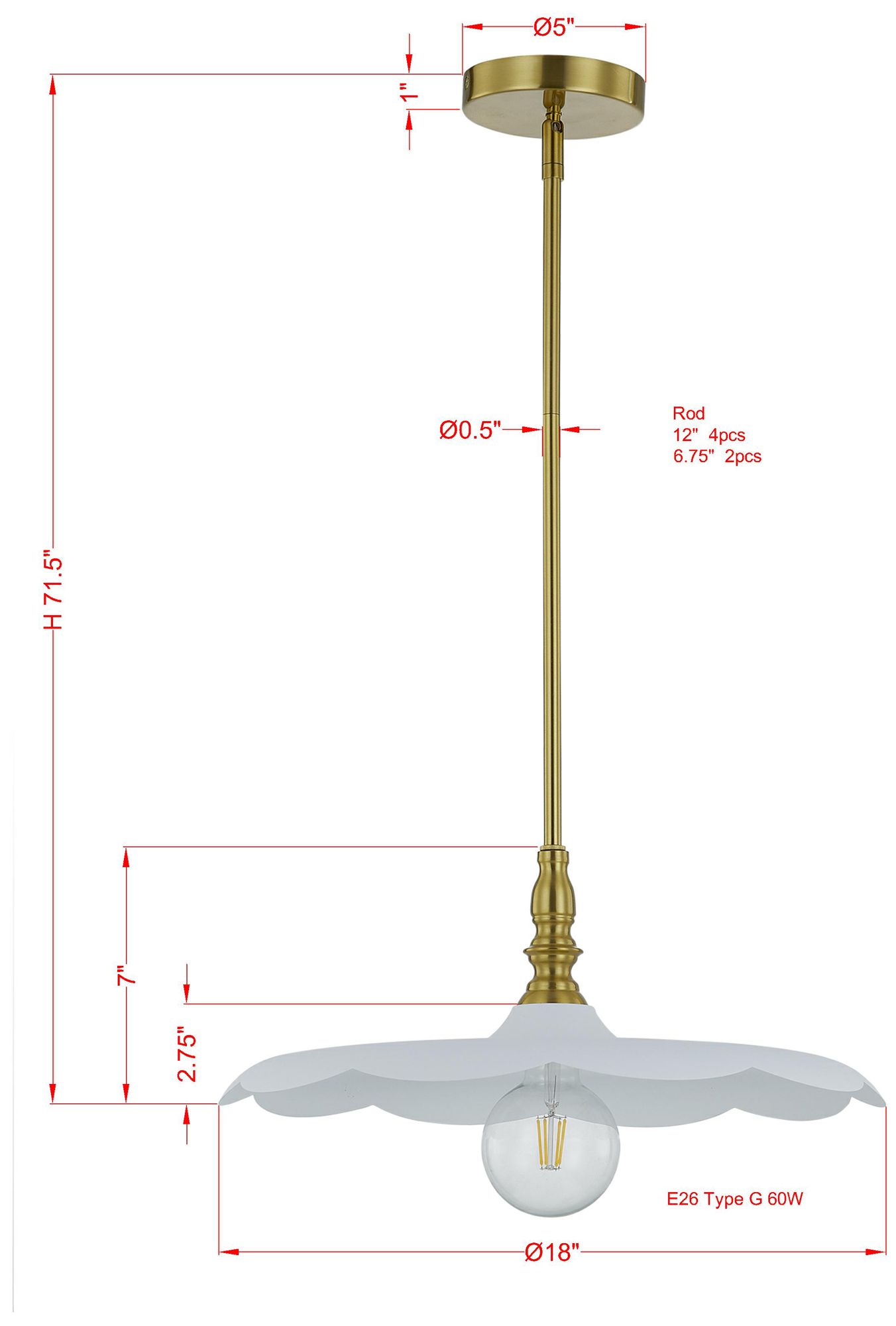 Image 3 Forty West Paris 18x7" Iron Pendant more views
