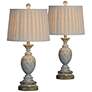 Forty West Pearl 28" High Weathered Rustic Blue Table Lamps Set of 2