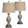 Forty West Pearl 28" High Weathered Rustic Blue Table Lamps Set of 2