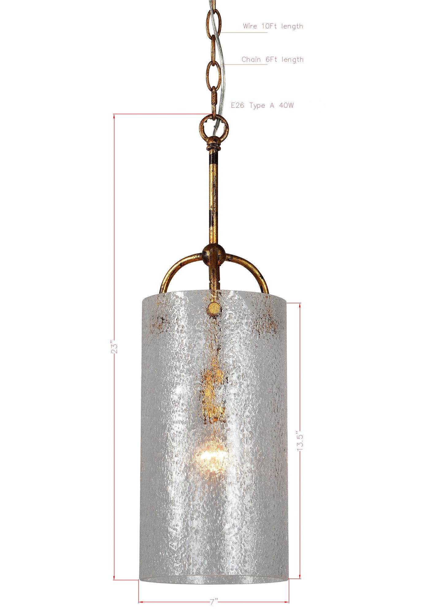 Image 4 Forty West Pipkin 7x23" Metal and Glass Pendant more views