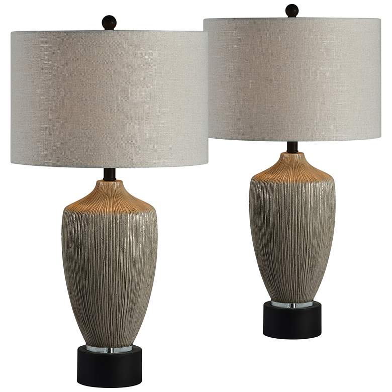 Image 1 Forty West Quinn Dusky Silver and Black Table Lamps Set of 2