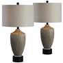 Forty West Quinn Dusky Silver and Black Table Lamps Set of 2