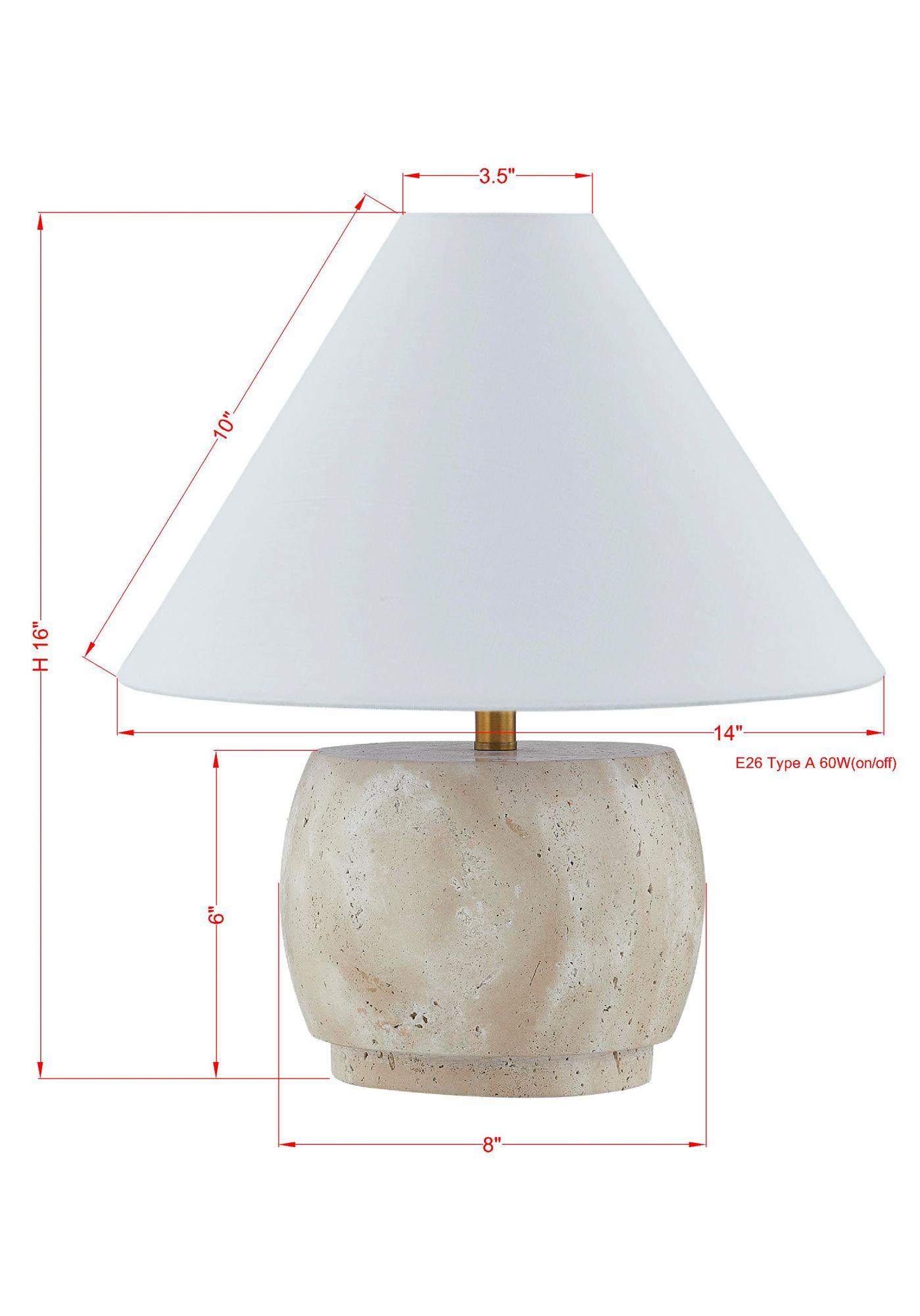 Image 3 Forty West Reno 16" Travertine Table Lamp, Beige more views