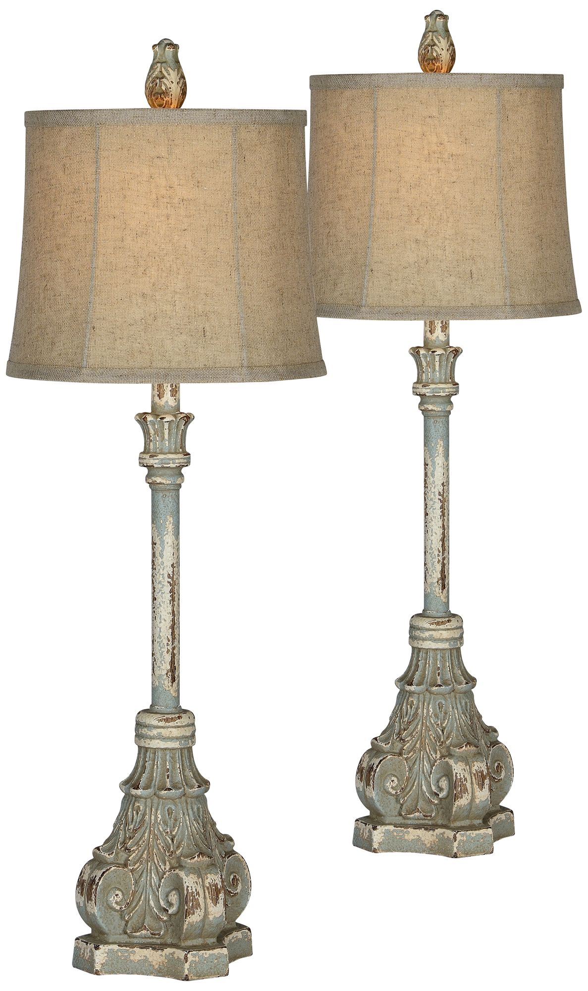 blue buffet table lamps