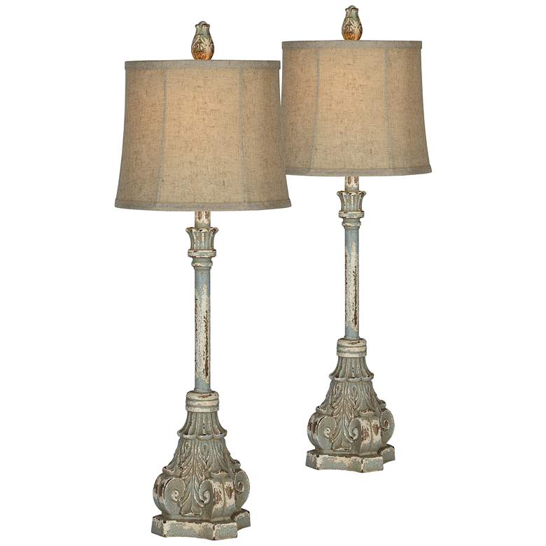 Image 1 Forty West Rita Antique Blue Buffet Table Lamps Set of 2
