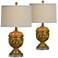 Forty West Roland Distressed Gold Urn Table Lamps Set of 2