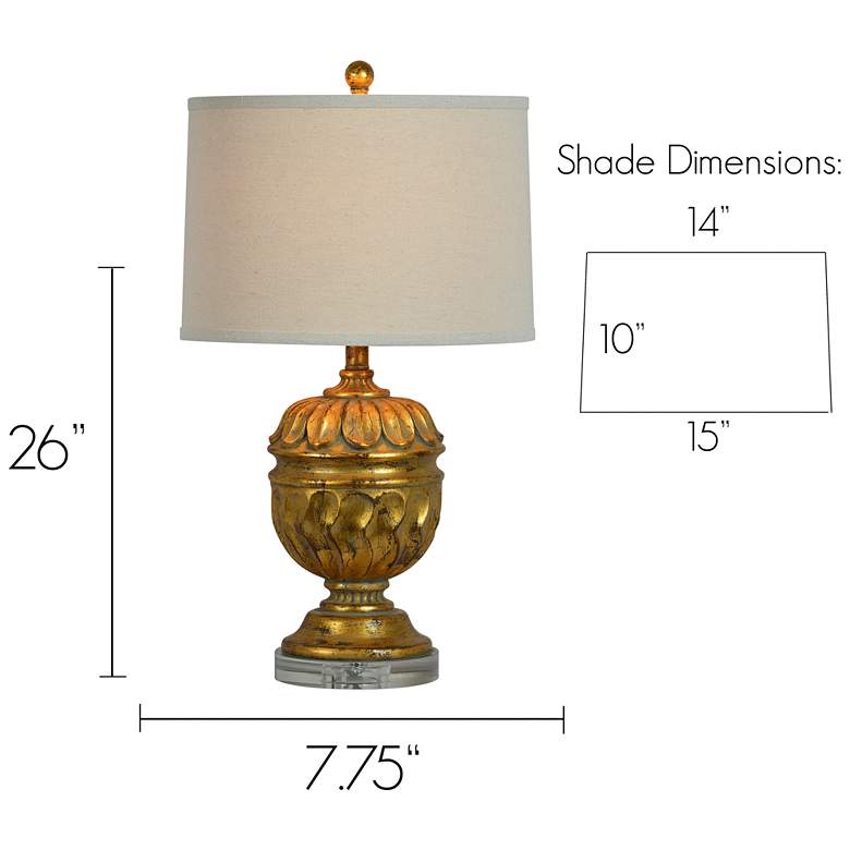 Image 4 Forty West Roland Distressed Gold Urn Table Lamps Set of 2 more views