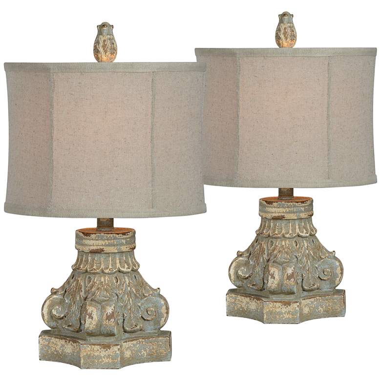 Image 1 Forty West Roma Distressed Blue Accent Table Lamps Set of 2