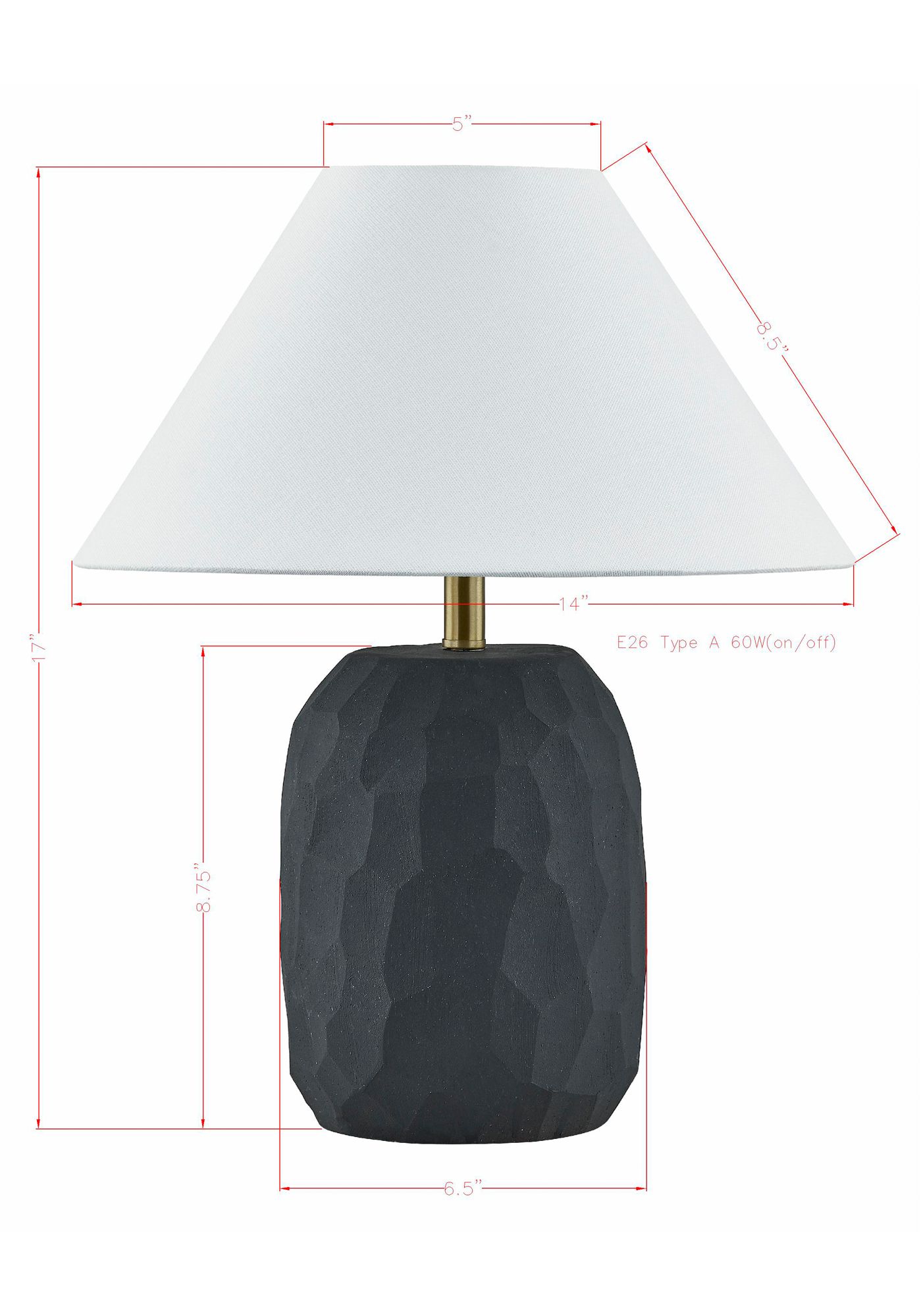 Image 3 Forty West Roman 17" Matte Black Faceted Ceramic Table Lamp more views