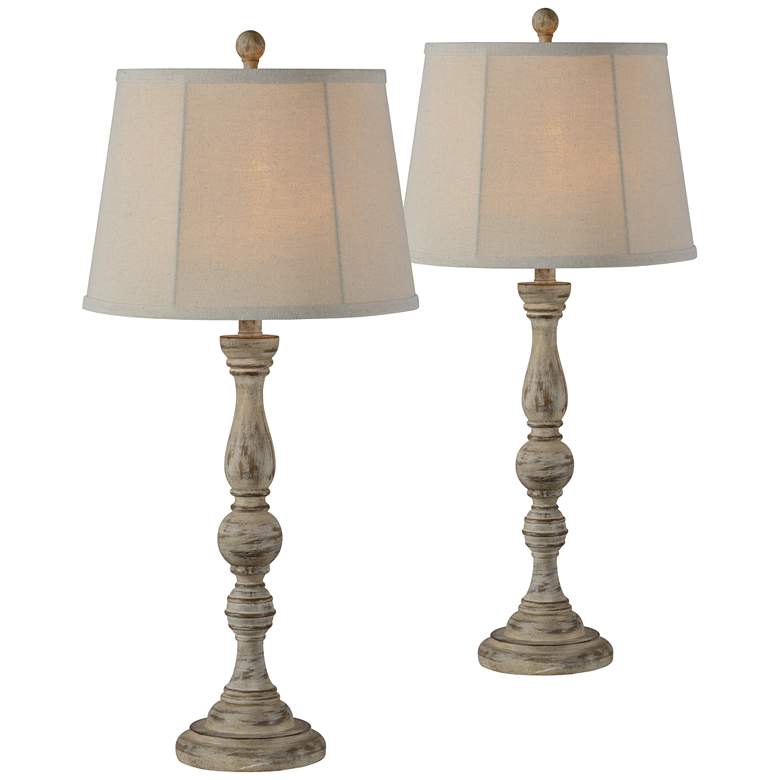 Forty West Rosie Distressed Wood-Look Table Lamps Set of 2 - #478P0 ...
