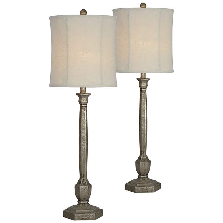 Image 1 Forty West Ryder 37" Distressed Silver Buffet Table Lamps Set of 2